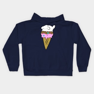 White Fluffy Dog Icecream Kids Hoodie